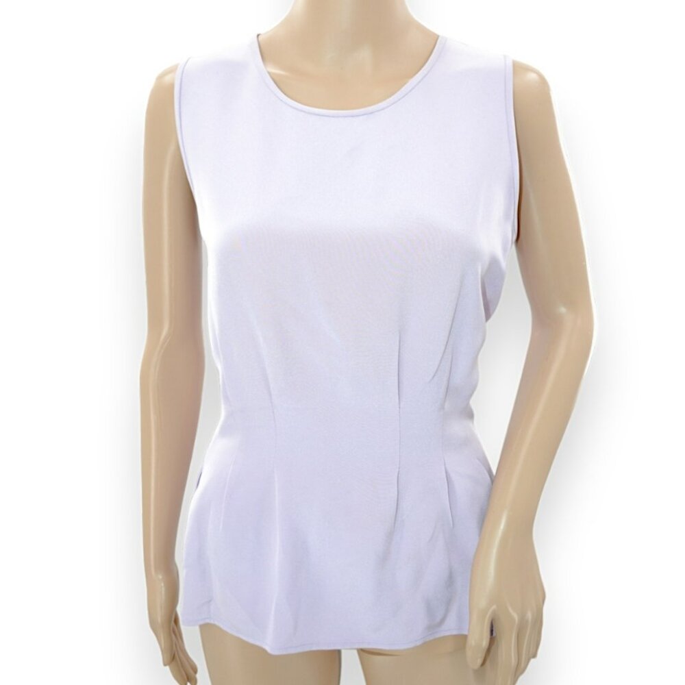 Carolina Herrera Lilac Lavender Purple Pleated Peplum Blouse Dress Tank Top 10